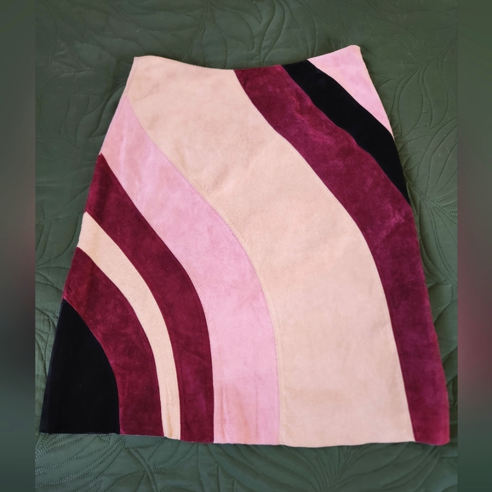 Vintage John Paul Richard's multicolored suede skirt
